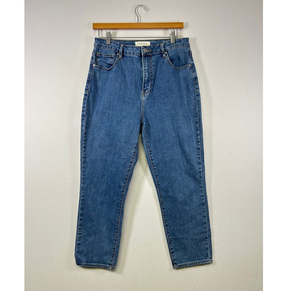PacSun Mom Jeans Women 30 Medium Blue High Rise Tapered Leg Denim